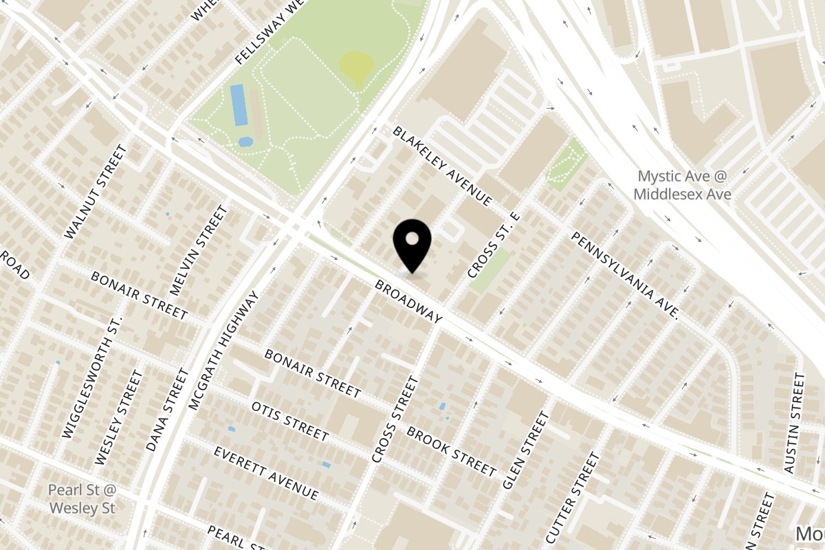Map showing the location of Maya Sol Mexican Grill on 179 Broadway in Somerville